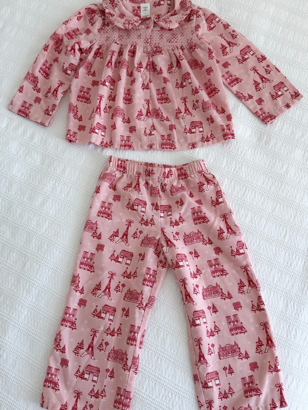 Janie and Jack Pink and Red Holiday Print Pajama Set